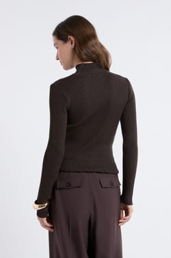 Iridescent Knit Sweater With High Collar;${refinementColor}