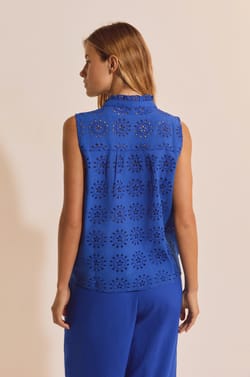 Chemise sans manches avec broderie en coton;${refinementColor}