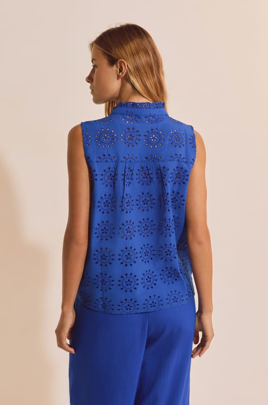 Chemise sans manches avec broderie en coton;${refinementColor}