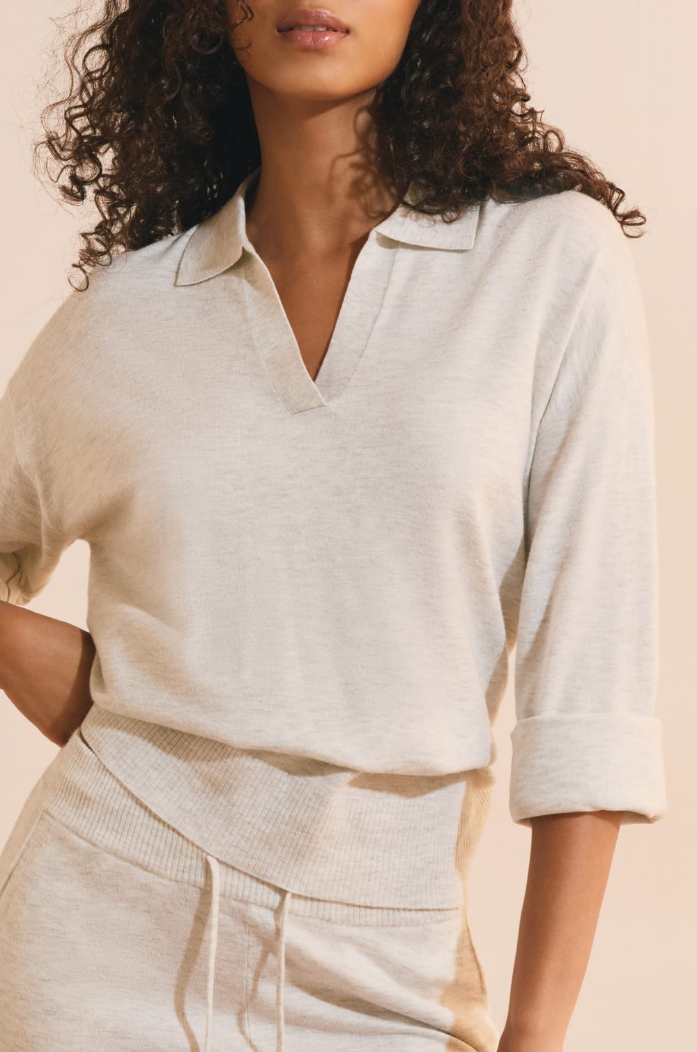 Pull de pyjama avec col polo;${refinementColor}