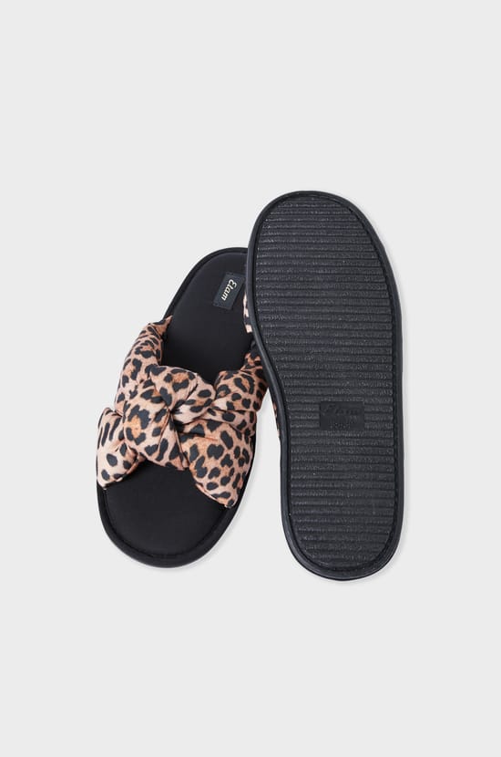 Pantuflas abiertas de leopardo;${refinementColor}