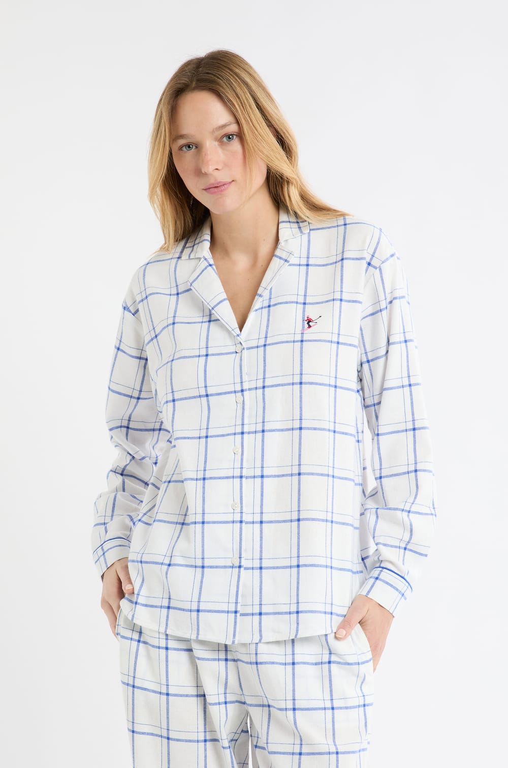 Camisa de pijama a cuadros de algod&oacute;n;${refinementColor}