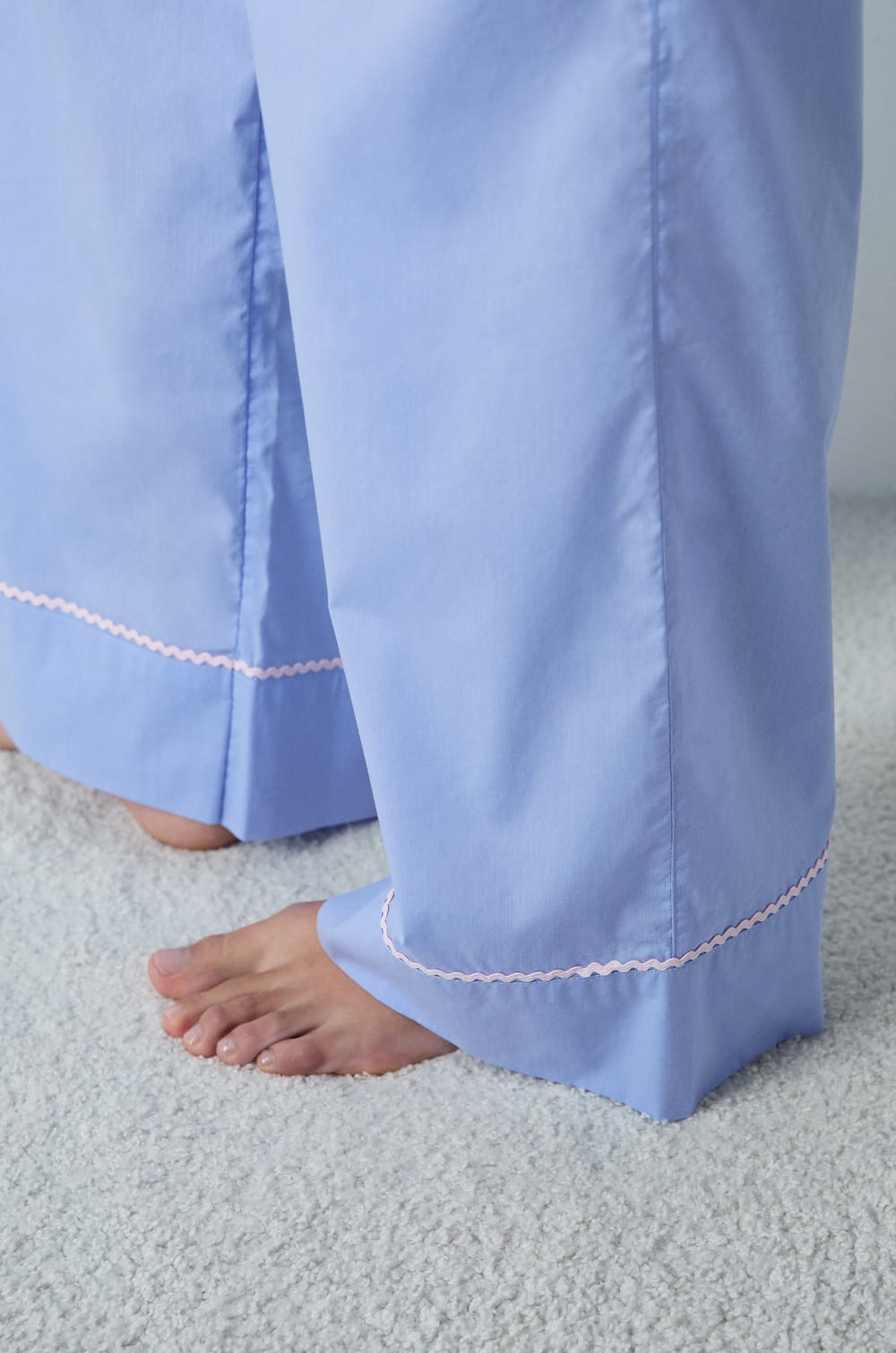 Cotton Pyjama Trousers with Flared Cut;${refinementColor}