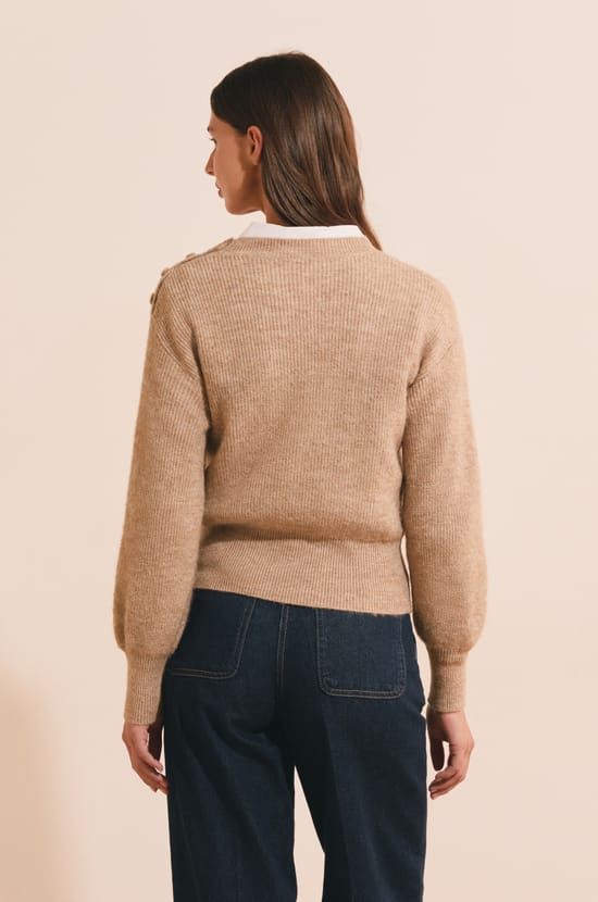Pull manches longues avec d&eacute;tails boutons;${refinementColor}
