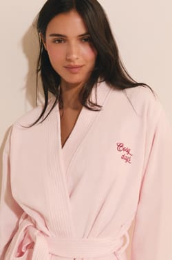Cotton Robe with Lettering;${refinementColor}
