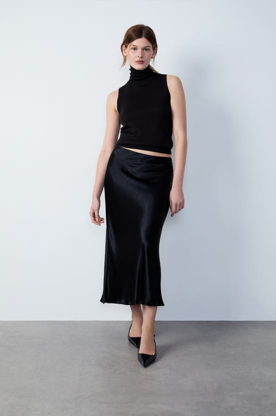 Long Satin Skirt;${refinementColor}