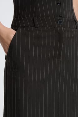 Jupe longue &agrave; rayures avec fente;${refinementColor}