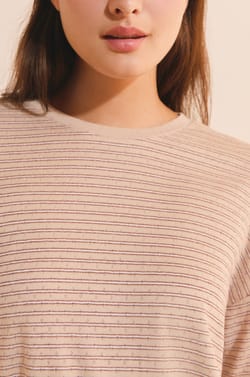 Sweatshirt de pyjama &agrave; rayures;${refinementColor}