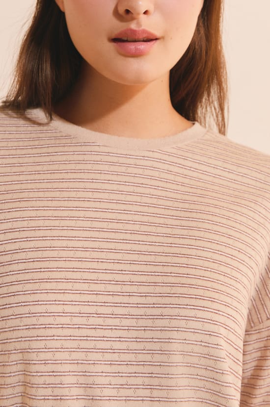 Sweatshirt de pyjama &agrave; rayures;${refinementColor}