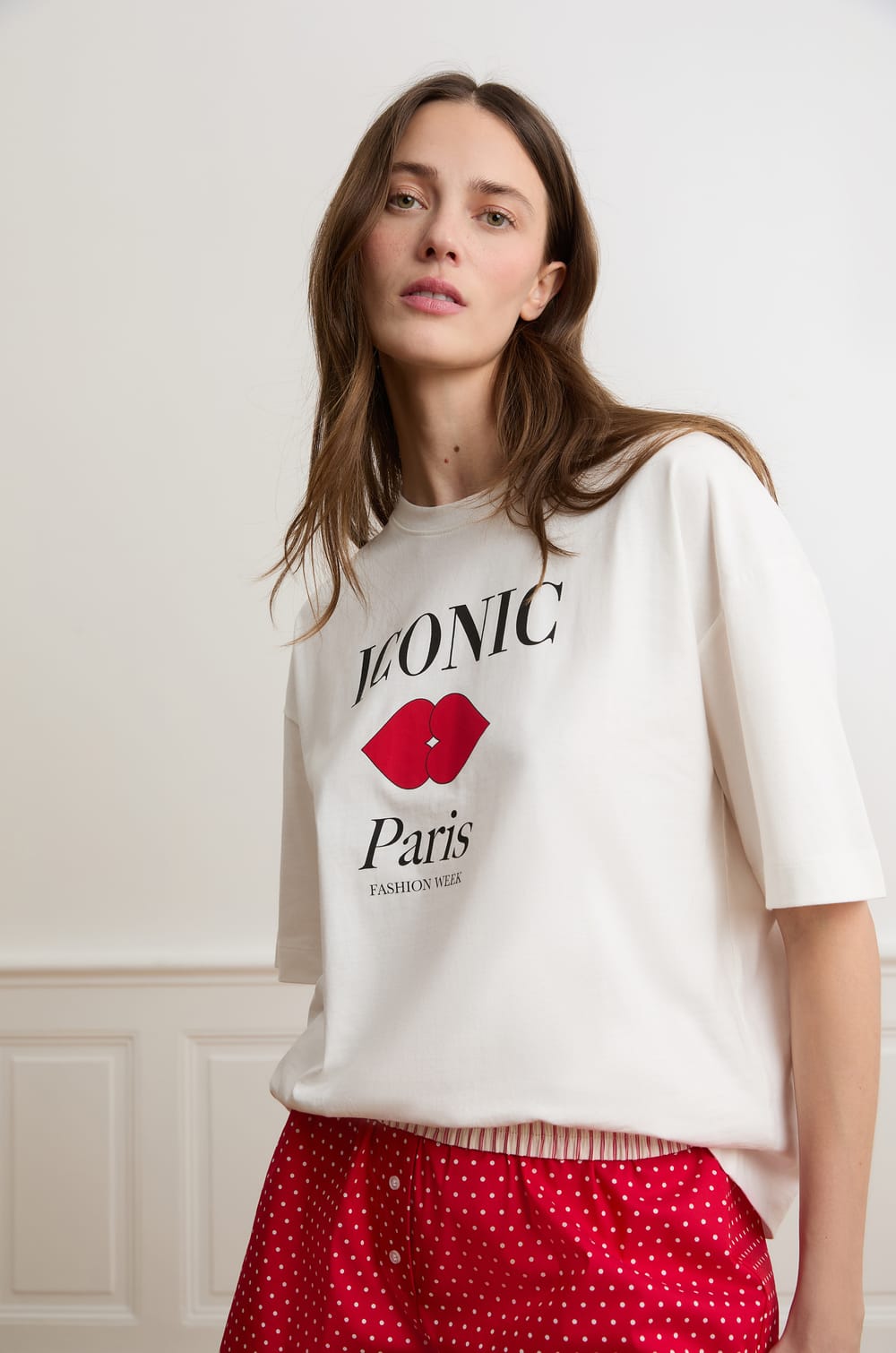 T-shirt de pyjama en coton avec illustration &ldquo;Paris&rdquo;;${refinementColor}