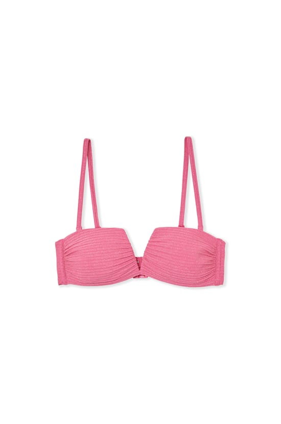Iridescent Strapless Bikini Top;${refinementColor}