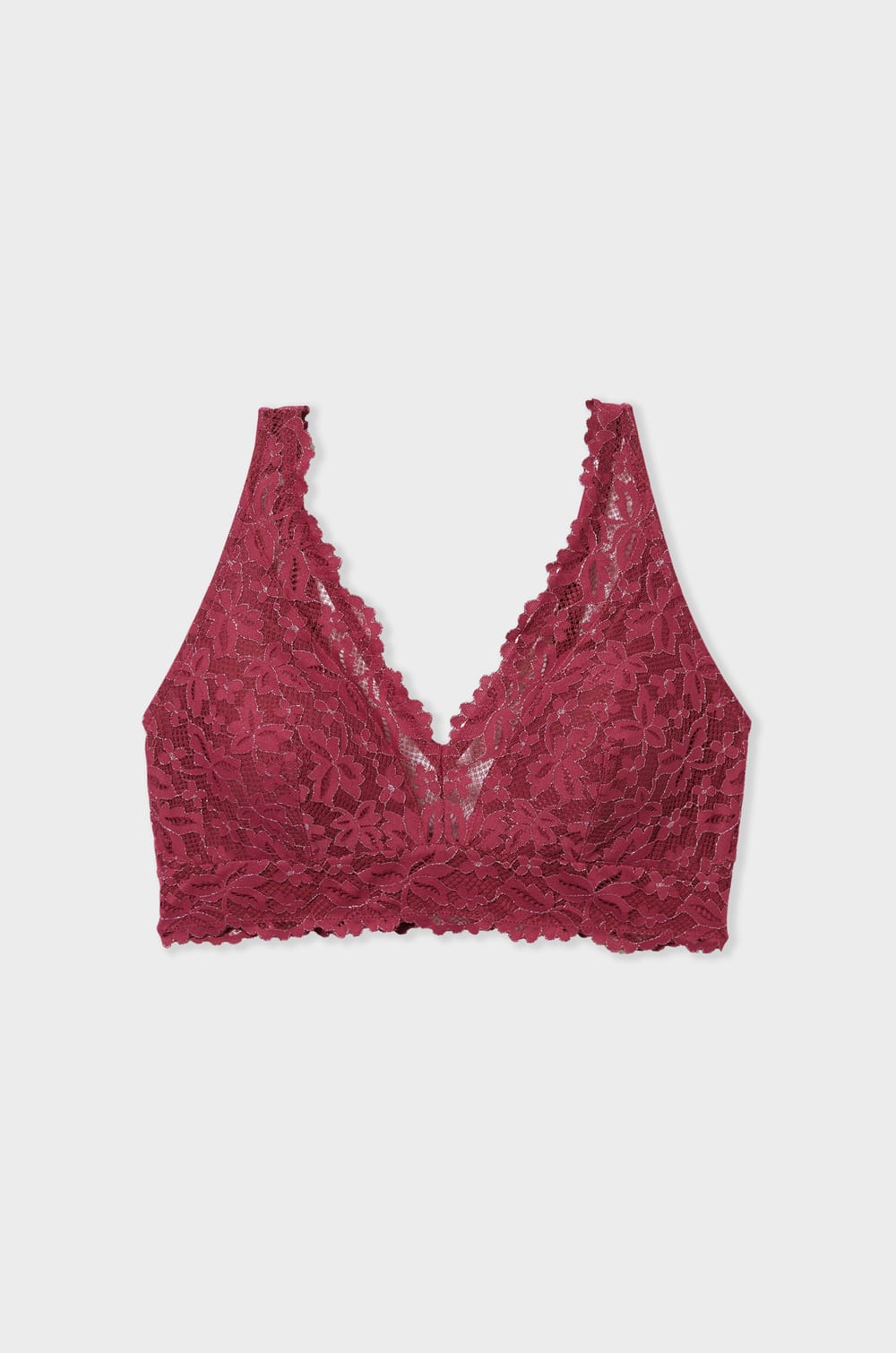 Post-mastectomy Wireless Triangle Bra with Iridescent Lace;${refinementColor}