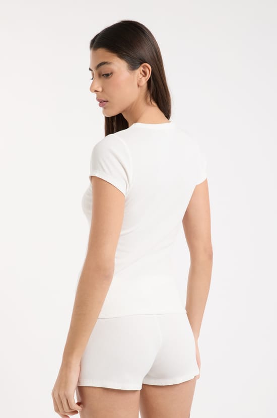 T-shirt de pyjama col rond avec coton;${refinementColor}