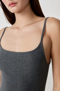 Long ribbed nightdress with thin straps;${refinementColor}