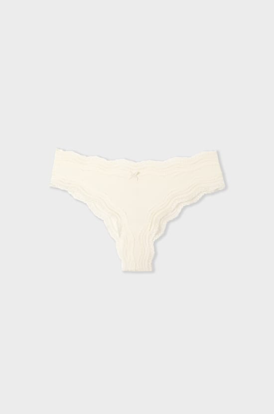 Tanga bords dentelle en microfibre;${refinementColor}