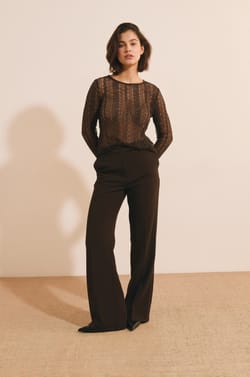 T-shirt en dentelle transparente avec dentelle;${refinementColor}