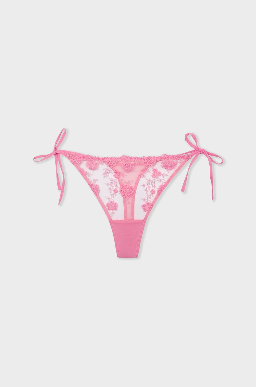 Tie-side embroidered tulle thong;${refinementColor}