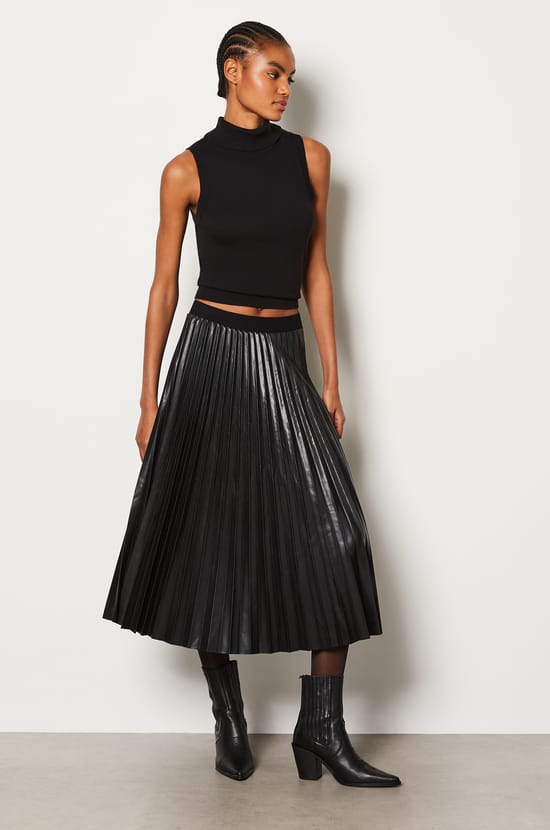 Long Faux Leather Skirt;${refinementColor}