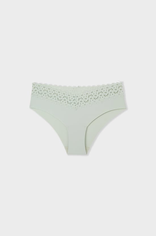 V-Shape Hipster in Microfibre and Lace;${refinementColor}