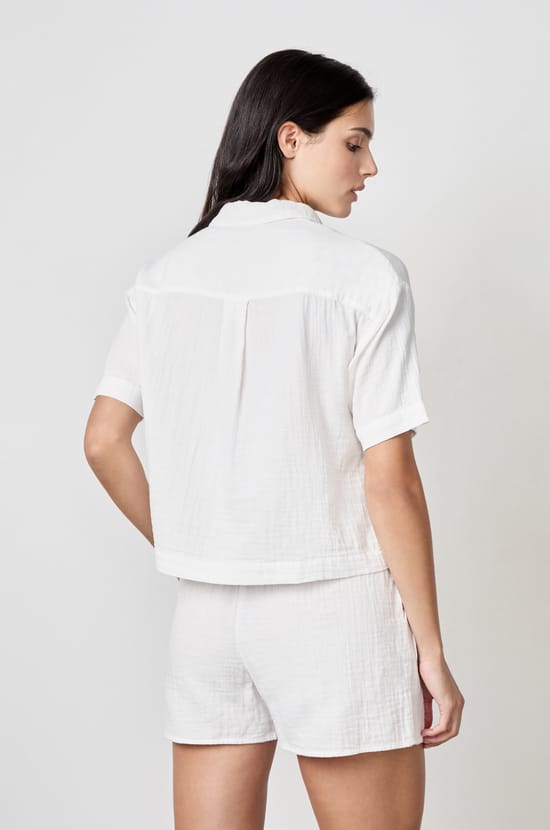 Chemise manches courtes en gaze de coton;${refinementColor}