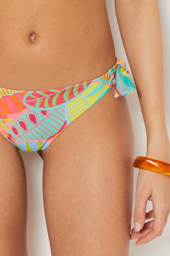 Brazilian Bikini Bottom with Tie and Print;${refinementColor}