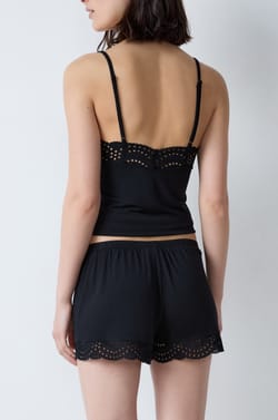 Pajama Shorts With Modal Lace Details;${refinementColor}