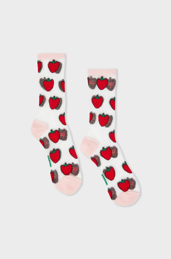 Chaussettes transparentes à motifs fraises Coucou Suzette;${refinementColor}