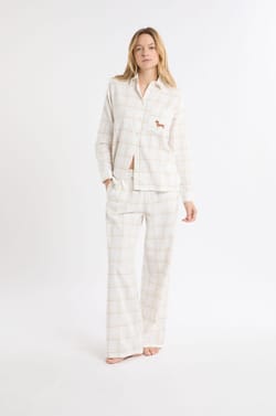 Pantalón de pijama a cuadros de algodón;${refinementColor}