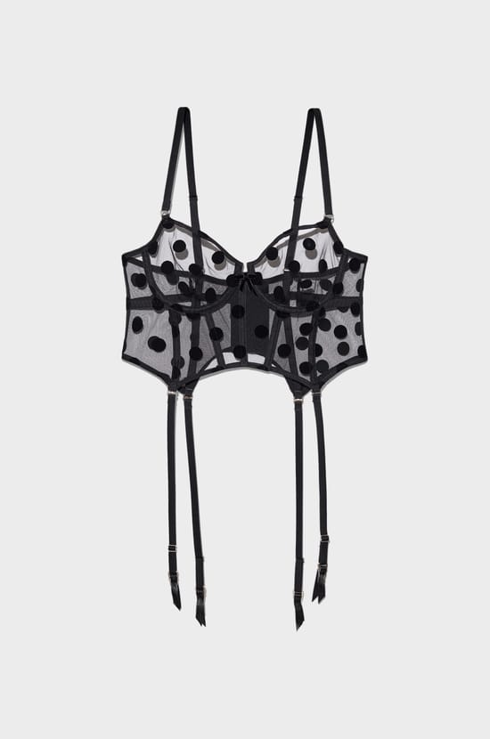Embroidered Tulle Corset;${refinementColor}
