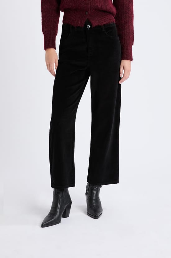 Pantalon droit en coton effet velours;${refinementColor}