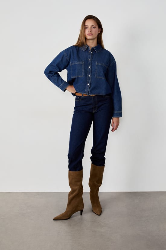 Chemise jean en coton;${refinementColor}