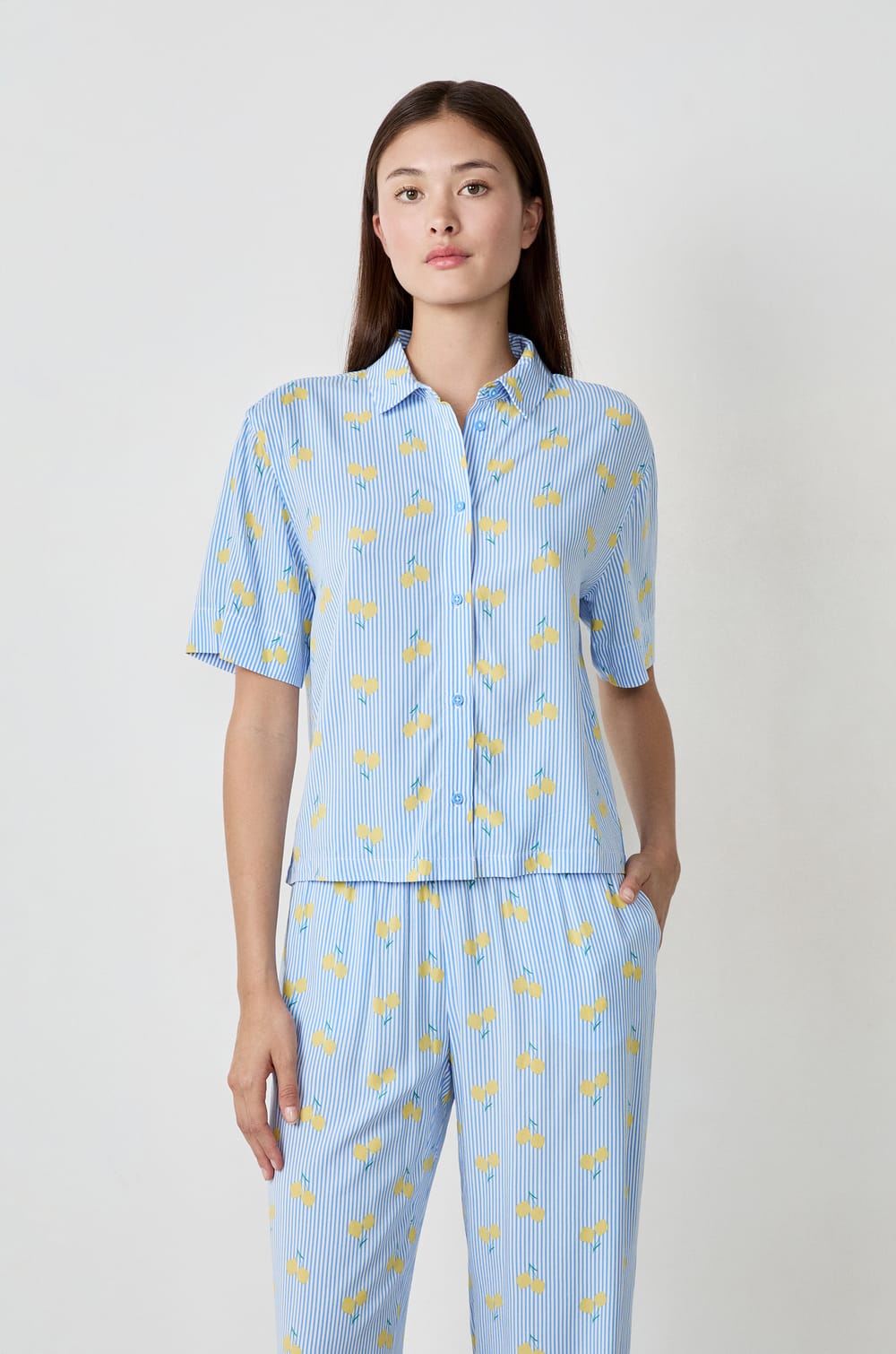 Pyjama-Hemd mit Print;${refinementColor}