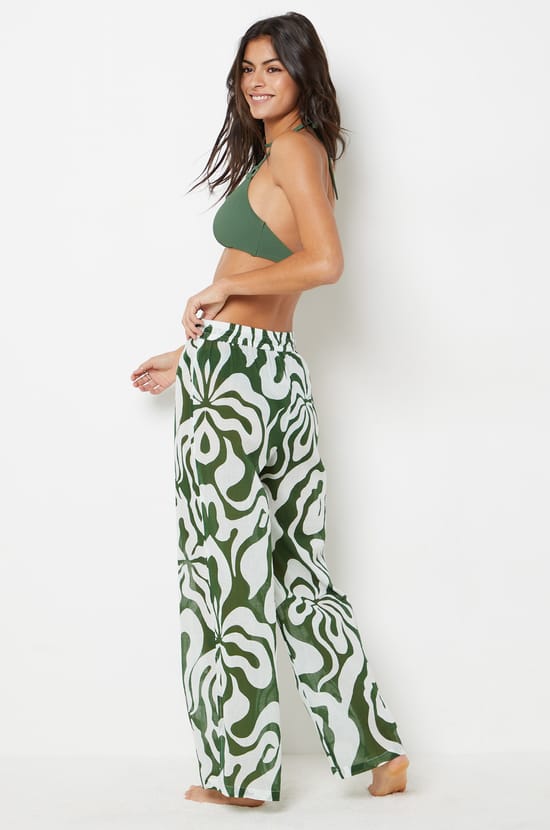 Pantalon de plage à motif en coton;${refinementColor}