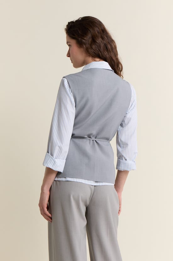 Sleeveless Cardigan with Tie;${refinementColor}