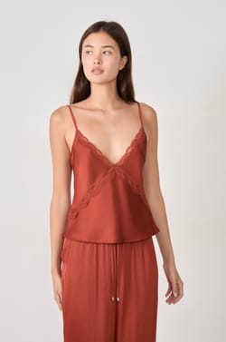 Satin Camisole with Neckline;${refinementColor}