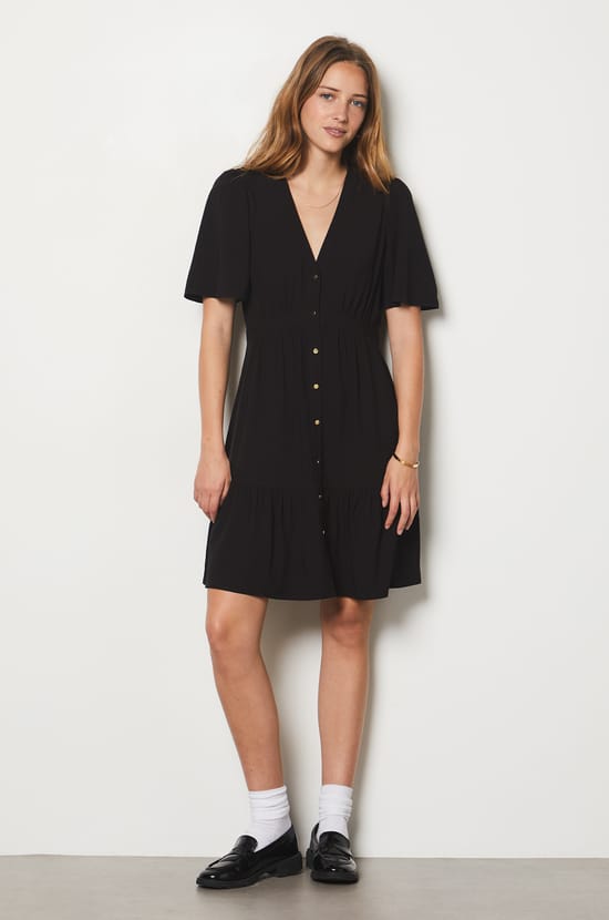 Buttoned Short Dress;${refinementColor}
