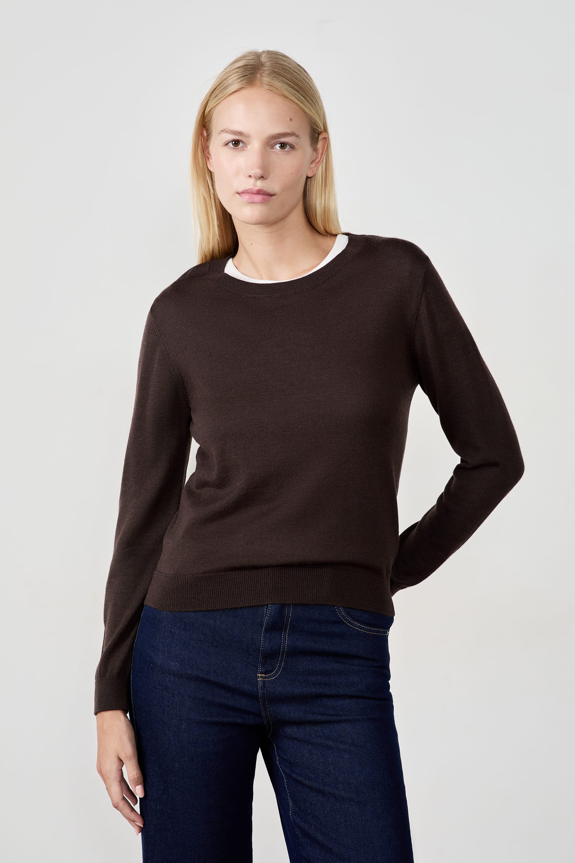 pull col rond avec laine