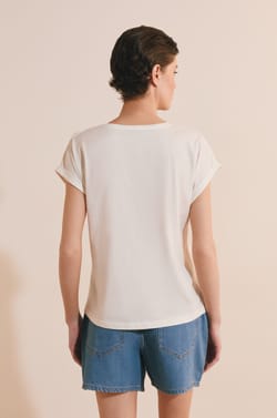 T-shirt en coton avec fleurs;${refinementColor}