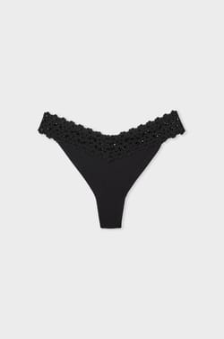 Microfibre and Lace Thong;${refinementColor}