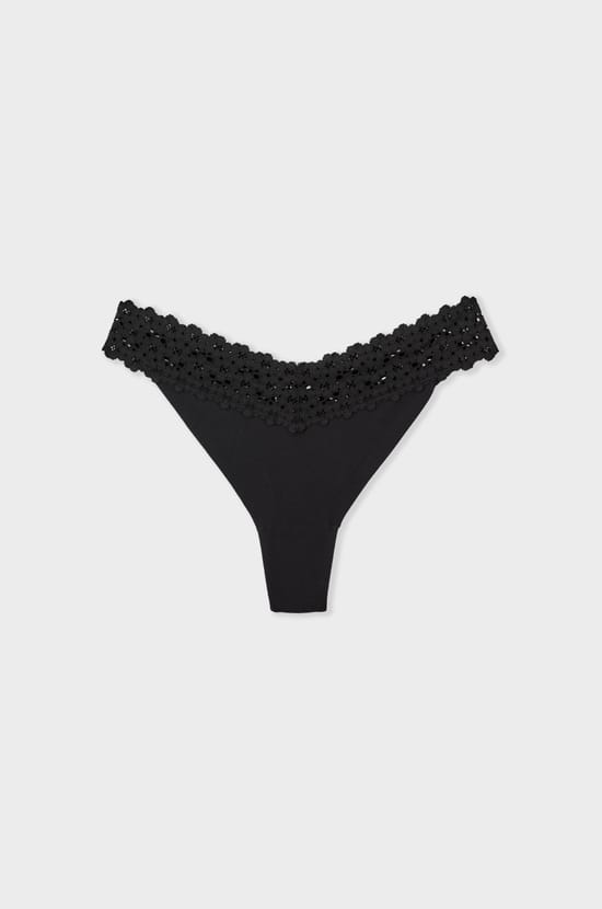 Microfibre and Lace Thong;${refinementColor}