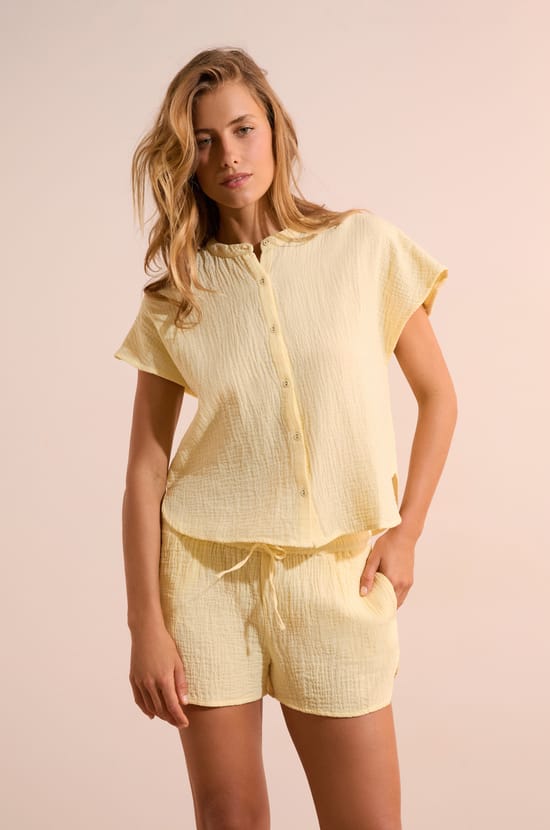 Short de pyjama en gaze de coton;${refinementColor}