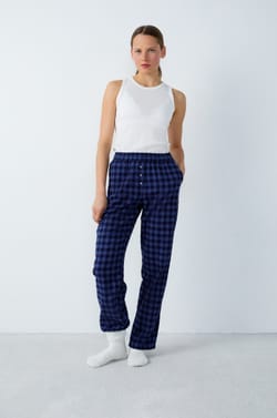 Checkered Cotton Pyjama Bottoms;${refinementColor}