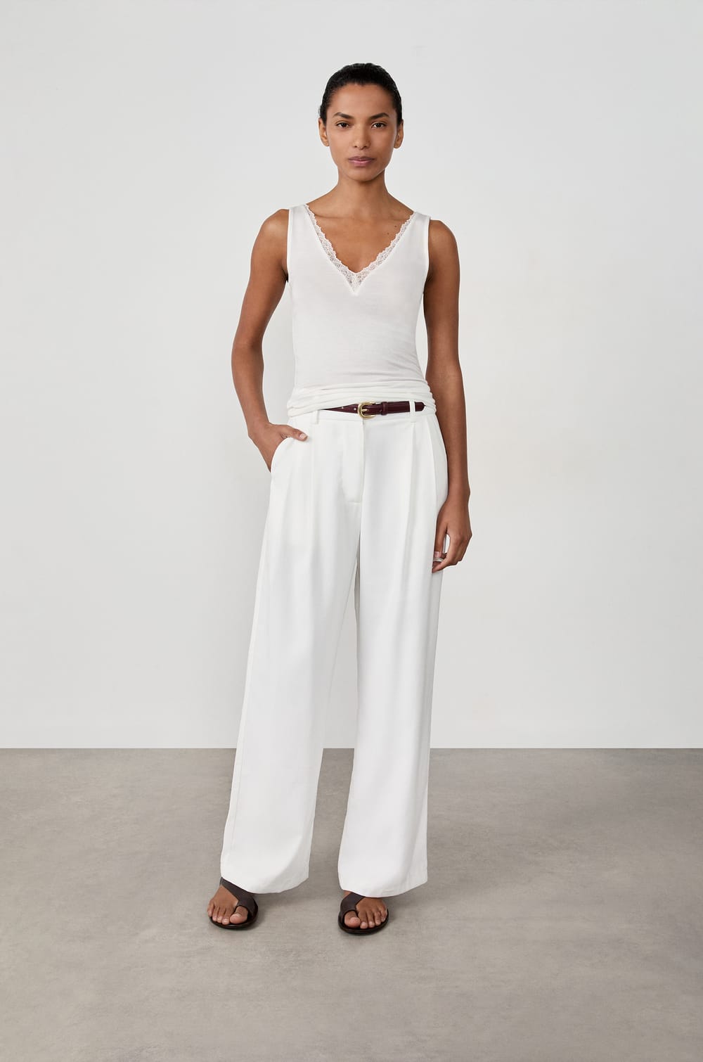 Tank Top with Cashmere in Thermal Knit;${refinementColor}