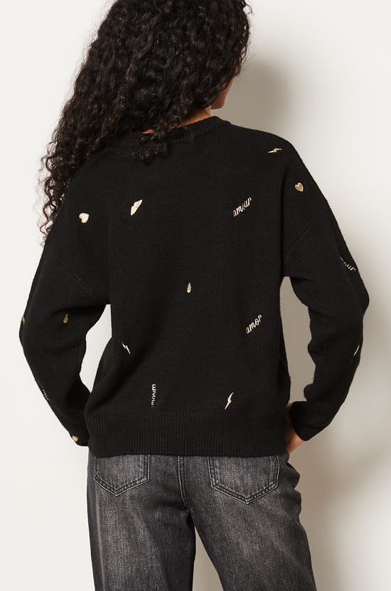 Pull à imprimé dorée;${refinementColor}