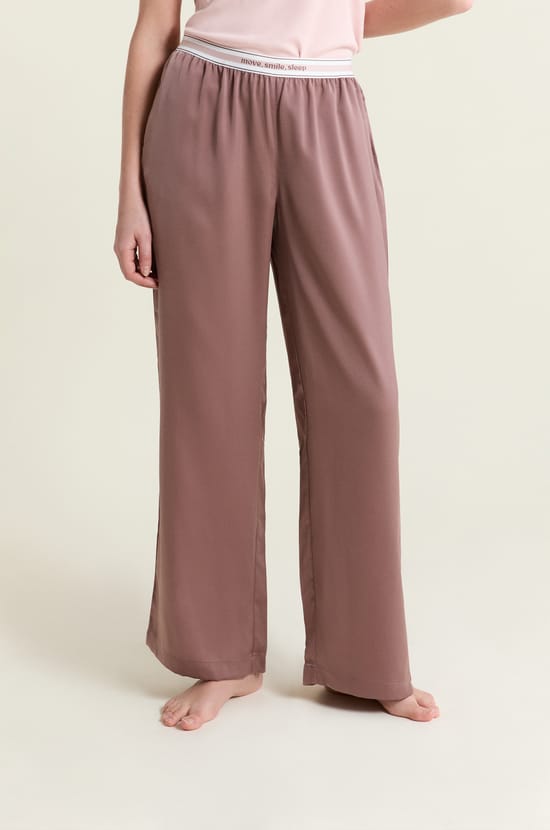 Pantalon de pyjama taille &eacute;lastique "move, smile, sleep";${refinementColor}