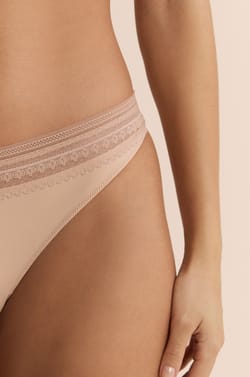 Tanga in Microfiber with Lace Details;${refinementColor}