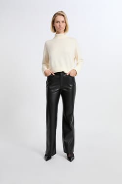Wide-Leg Faux Leather Trousers;${refinementColor}
