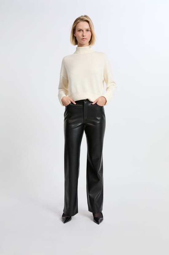 Pantalon large en effet cuir;${refinementColor}