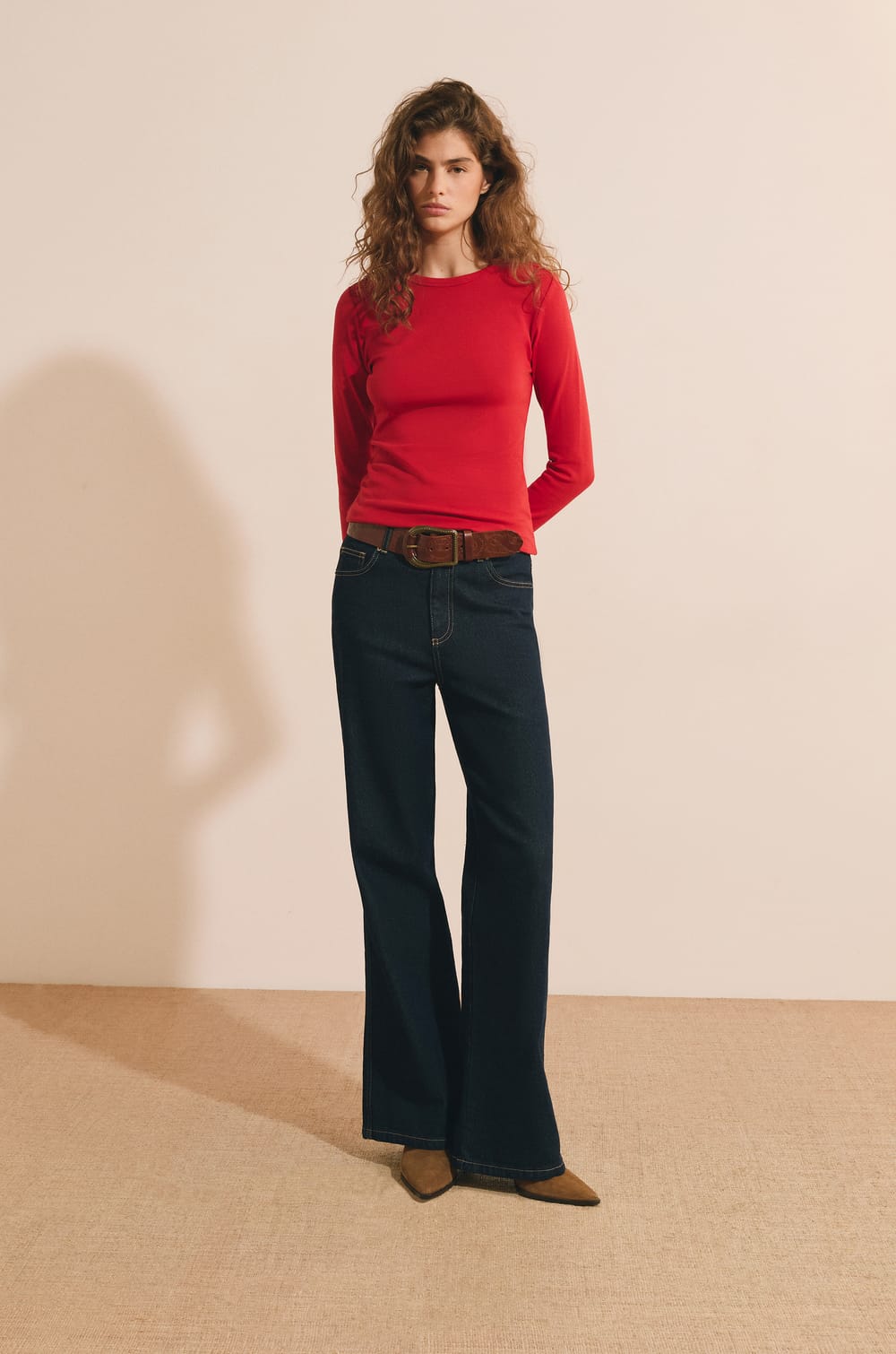 T-shirt manches longues en coton modal;${refinementColor}