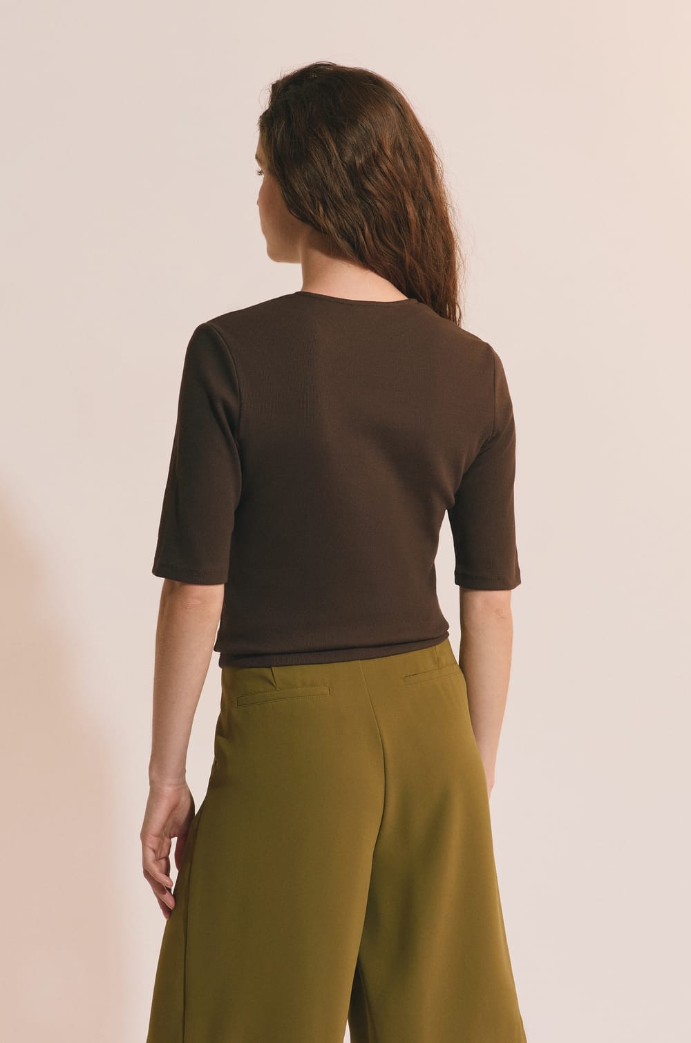 T-shirt manches 3/4 en coton;${refinementColor}